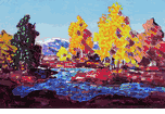 Fall Trees by Stream<br><small>Conrad Buff