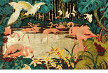 Flamingos and Cockatoos <br><small> Jessie Arms Botke