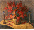 Floral Still Life with Candlesticks <br><small>Alice Chittenden