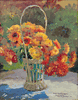Flowers in Basket in a Garden <br><small> Colin Campbell Cooper