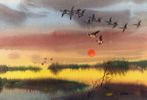 Geese at Sunset<br><small>Jade Fon (Woo)