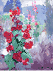 Hollyhocks from Artist's Terrace<br><small>Hanson Puthuff