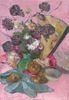 Floral and Fruit Still Life with Fan and Pink Background<br><small>Wladimir de Terlikowski