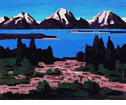 Lake Scene with Mountains, Lake Tahoe <br><SMALL>(CB129)</SMALL></font>