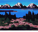 Lake Scene with Mountains, Lake Tahoe <br><SMALL>(CB129)</SMALL></font>