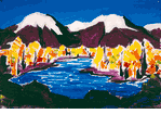 Purple Snow-Capped Mountains and Lake<br><SMALL>(CB406)</SMALL></font>