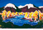 Purple Snow-Capped Mountains and Lake<br><SMALL>(CB406)</SMALL></font>