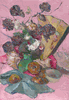 Floral and Fruit Still Life with Fan and Pink Background<br><small>Wladimir de Terlikowski