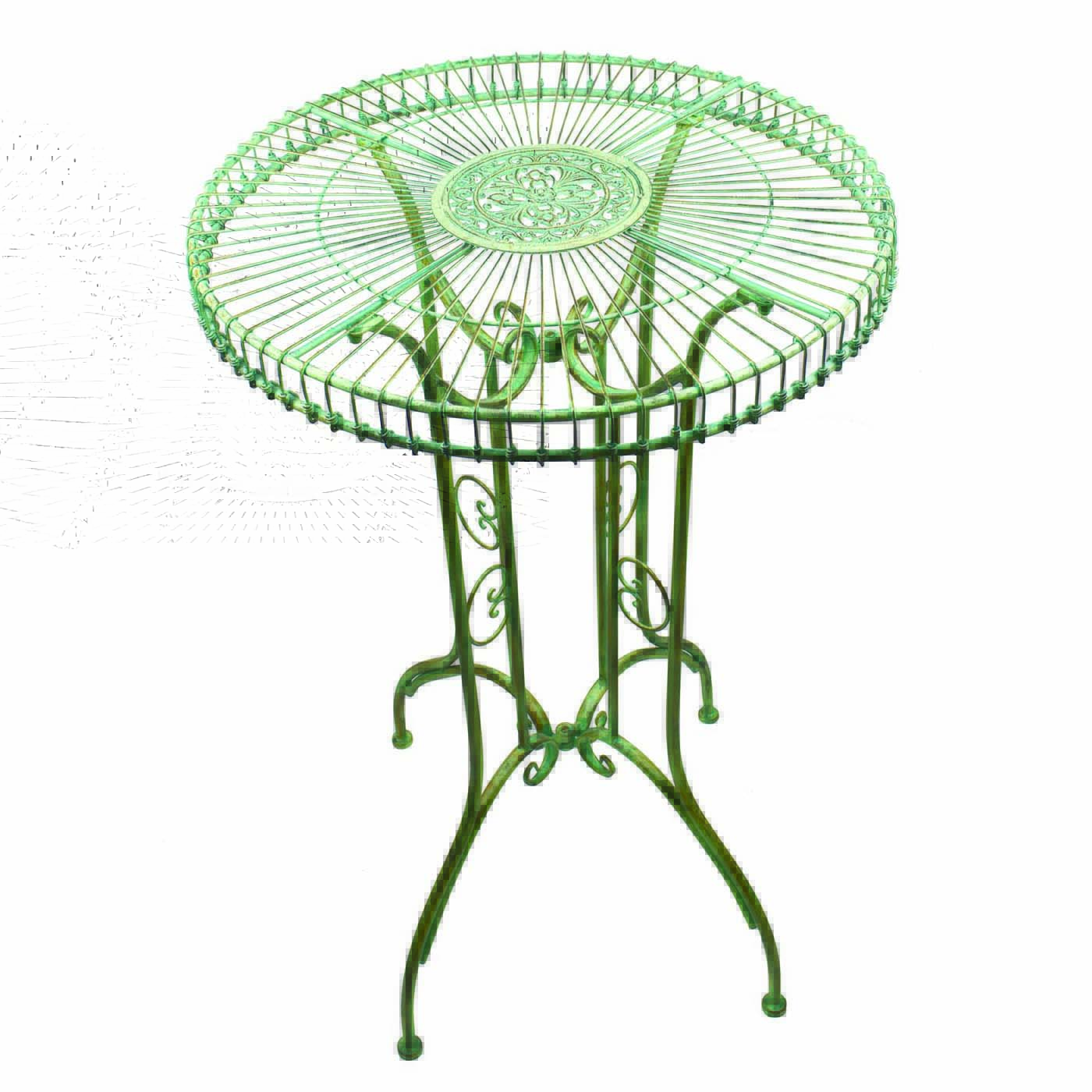 Antique Green Wrought Iron Garden Patio Table Outdoor Furniture