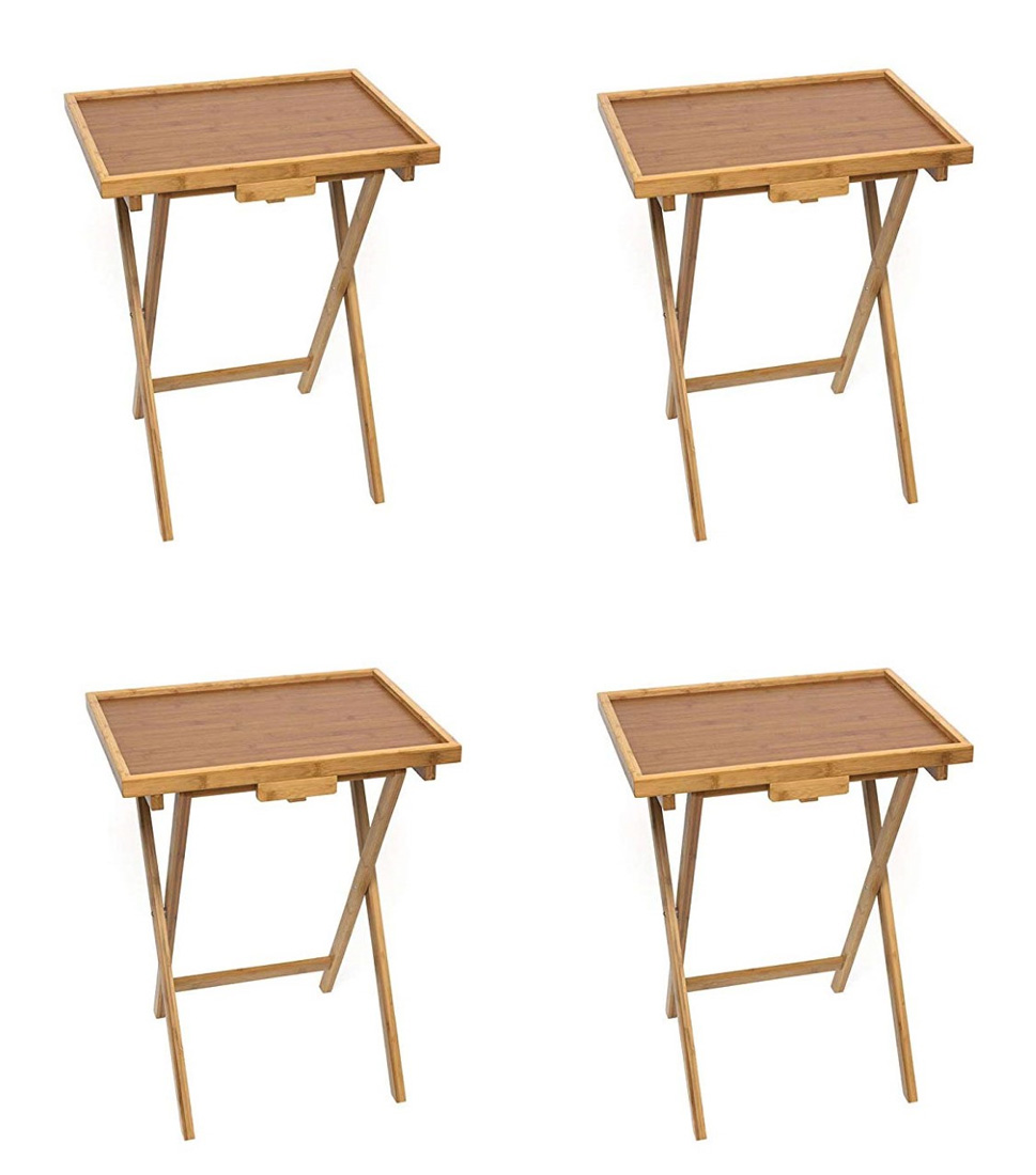 Bamboo TV Trays Set of 4 by Lipper Lipper