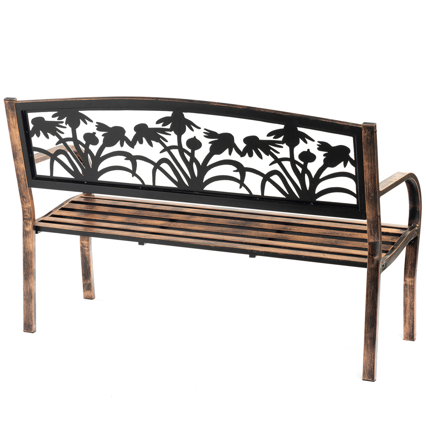 Coneflower Metal Garden Bench Outdoor Furniture