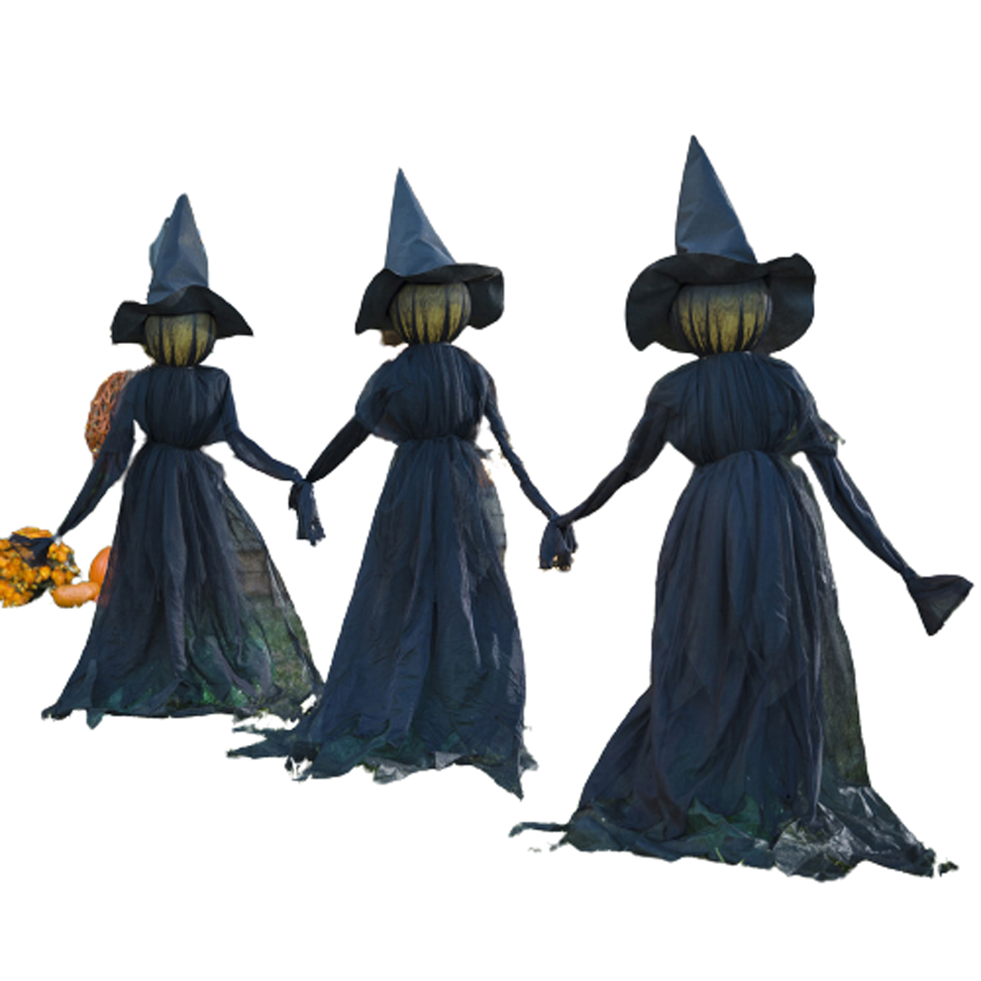 Lighted Halloween Witch Stakes, Set of 3 Garden Statues