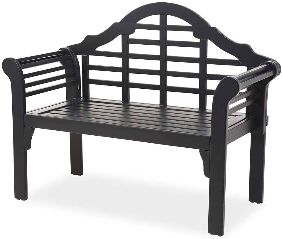 Lutyens Black Eucalyptus Wood Garden Bench Outdoor Furniture
