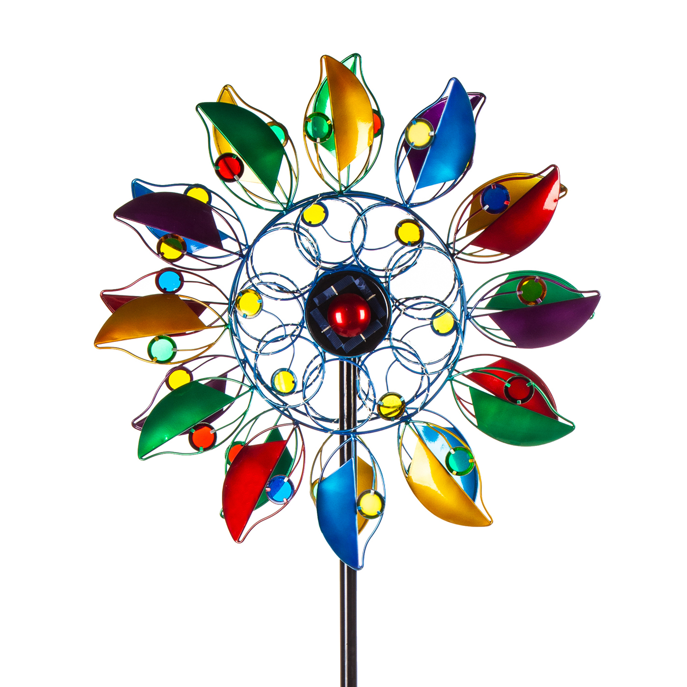Radiant Jewel Solar Wind Spinner, 75"H Spinners & Stakes
