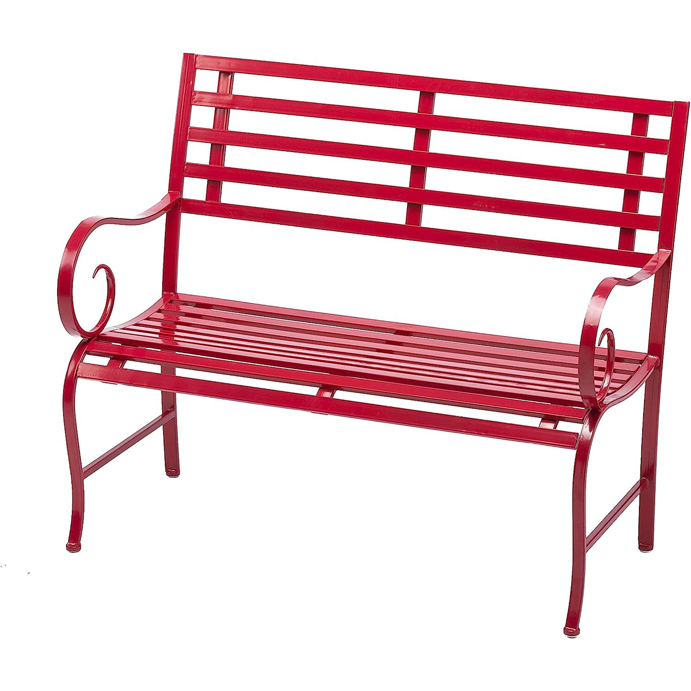Red Metal Garden Bench Outdoor Furniture