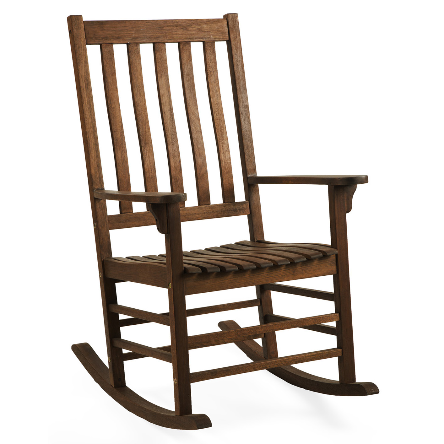 Slatted Natural Stain Eucalyptus Wood Rocker Indoor Furniture