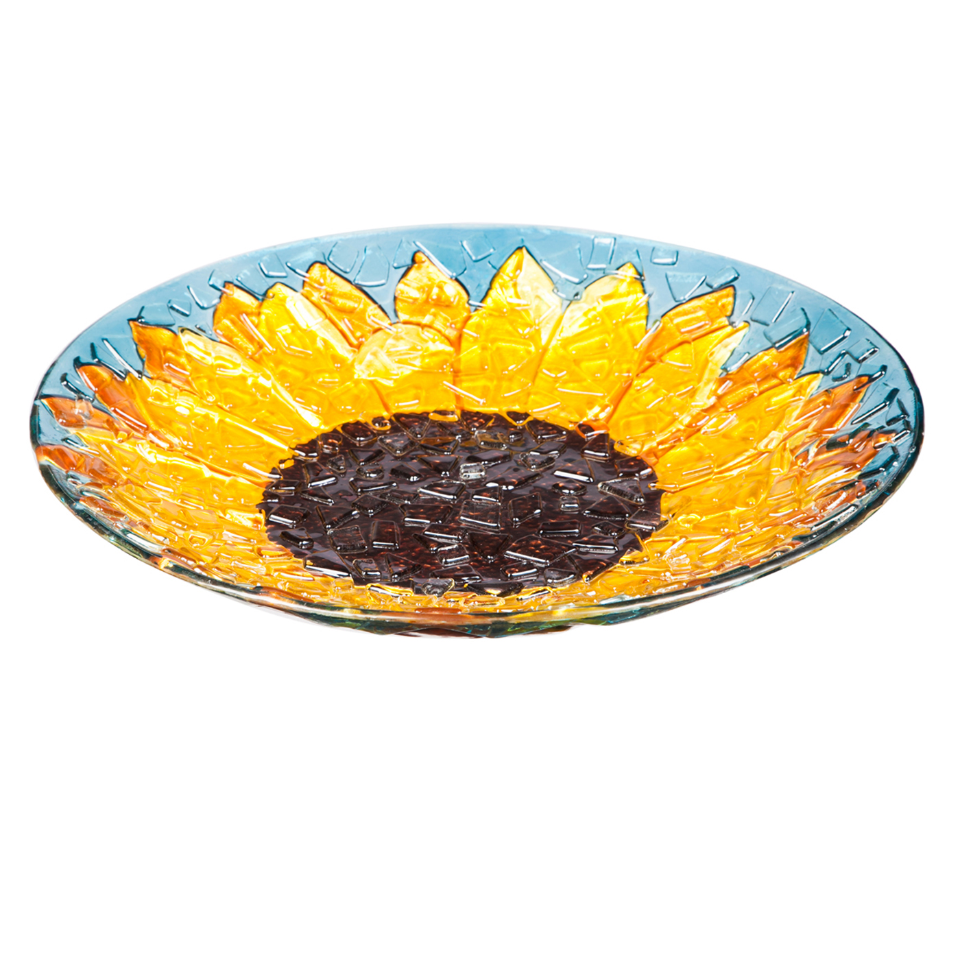 Sunflower Bird Bath with Crushed Glass Look Bird Baths & Feeders