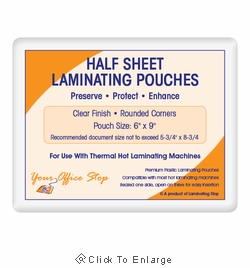 3 MIL Half Sheet Size Laminating Pouches (6" x 9")