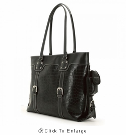 Black Faux Croc Signature Tote and 16" Laptop Case by Mobile Edge