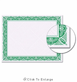 Crown Green Certificate Paper  Elegant Award Certificate Sheets (8.5" x 11")