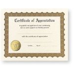 Gold Foil Certificate of Appreciation with Embossed Gold Seal