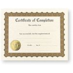 Gold Foil Certificate of Completion with Embossed Gold Seal