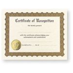 Gold Foil Certificate of Recognition with Embossed Gold Seal