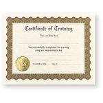 Gold Foil Certificate of Training with Embossed Gold Seal