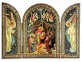 Orthodox Nativity Icon Triptych With Archangels - Gold Foil Orthodox Nativity Icon Triptych With Archangels - Gold Foil