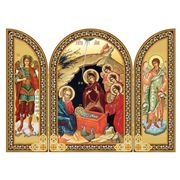 Orthodox Nativity Icon Triptych W/ Archangel Michael & Guardian Angel
