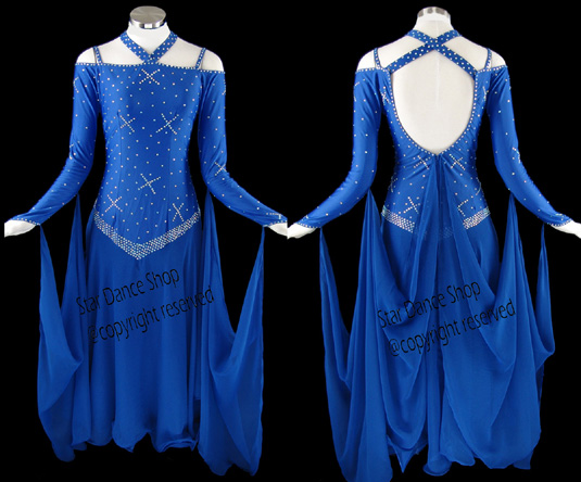blue dress for baby girl Women's Blue ballroom dance Dresses girls waltz tango foxtrot smooth  performance costumes for Female – Moderndancedress.com main image 1