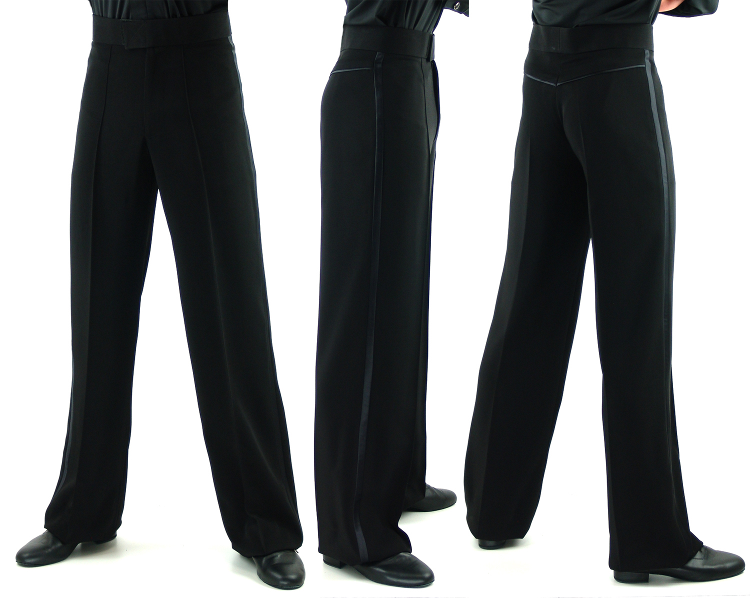 CLP13 Mens Latin Dance Pants Satin Side & Back Yoke