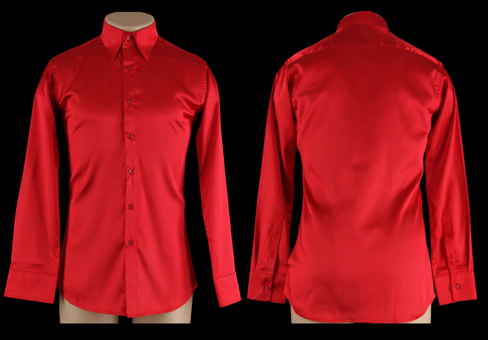 Sale* MS504 Men's Red Satin Dance Shirt