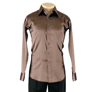 Sale* MS504 Men's Brown Satin Dance Shirt Sale* MS504 Men's Brown Satin Dance Shirt