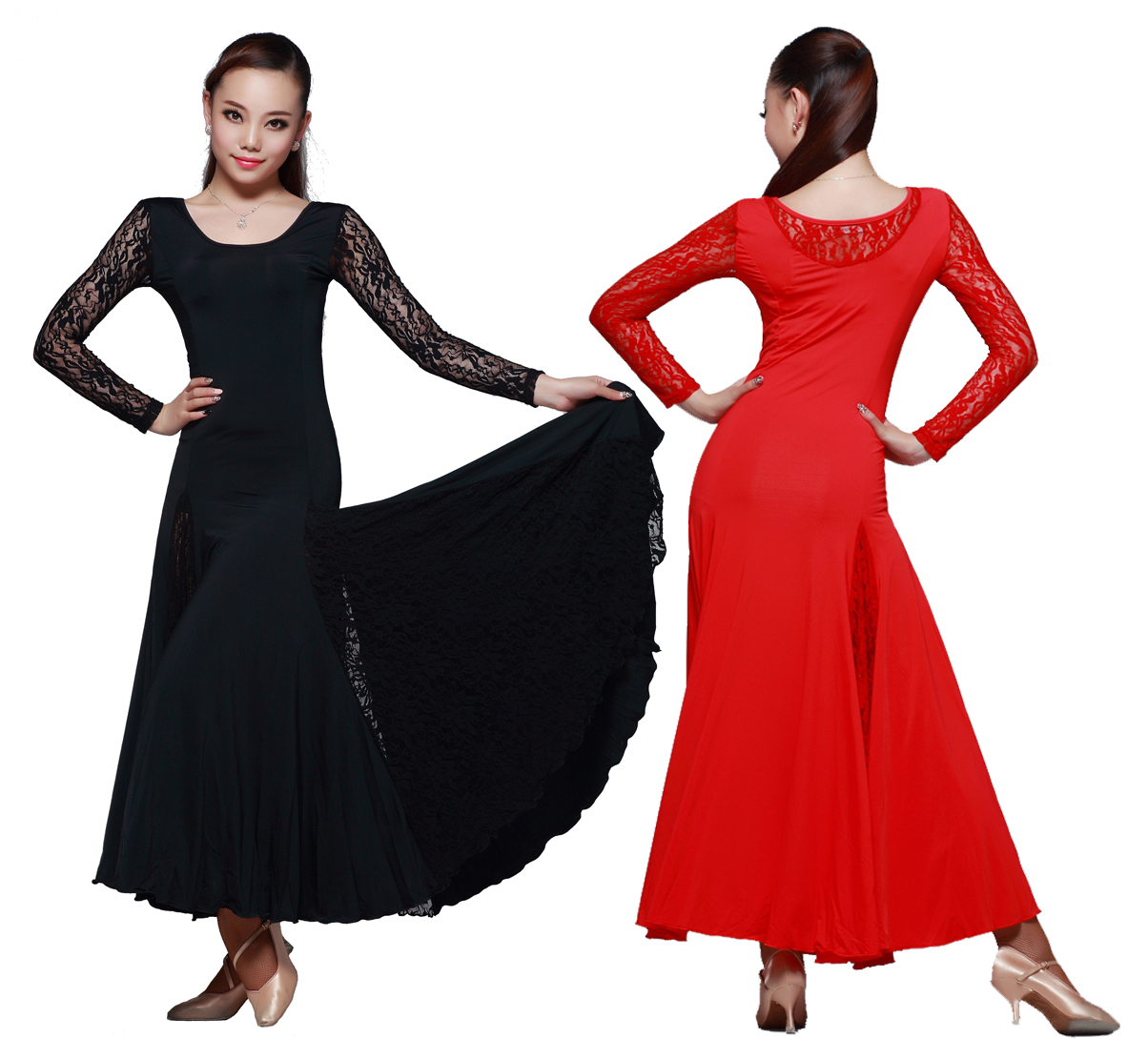 knee length dresses for ladies Women's Ballroom Dance Dresses – Blue Force Sports main image 1