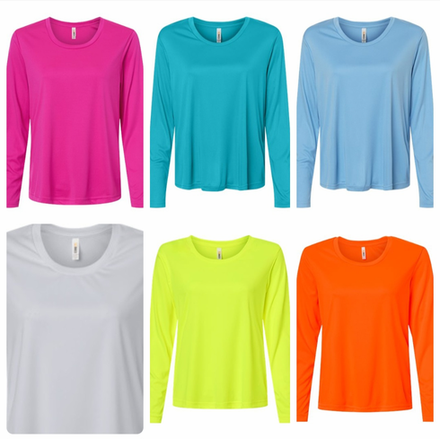 100% polyester womens scoop long sleeve top