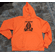 8 ounce Orange fleece sweatshirt with Stay Positive front and skeleton out the wall back