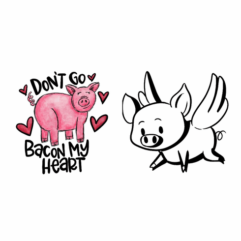 Add a design bacon my heart or flying pig