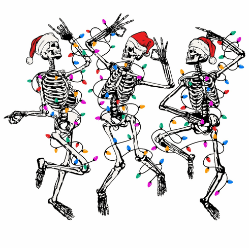 Add a design dancing skellies with santa hats