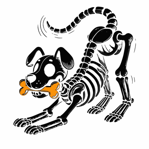 Add a design downward dog with bone