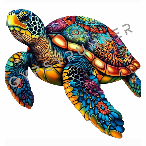 Add a graphic ornamental sea turtle