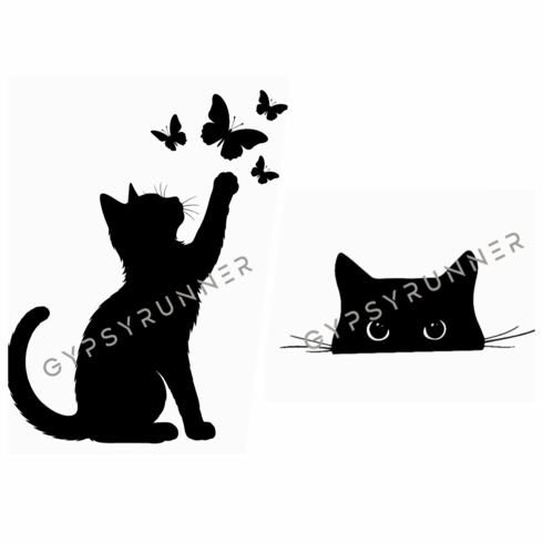 Add a graphic peeking cat or cat with butterfles