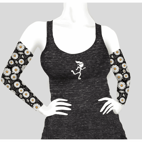 Arm sleeves black and white daisies