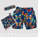 Combination double pocket shorts, wrist towel and headband
