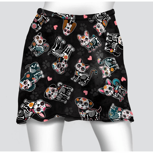 Cover skirt sugar skull cats and dogs