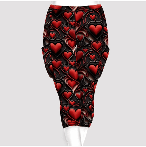 Double pocket capris 3D hearts