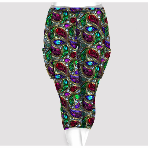Double Pocket Capris Abstract Gems
