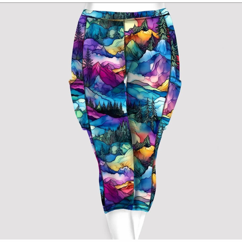 Double pocket capris alcohol ink highlands
