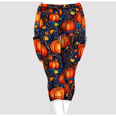 Double pocket capris autumn pumpkin