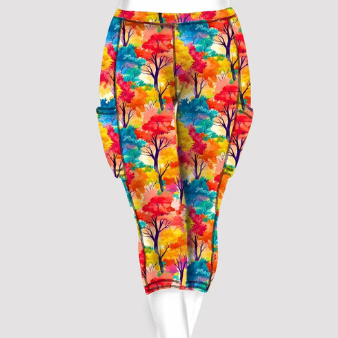 Double Pocket Capris autumn trees